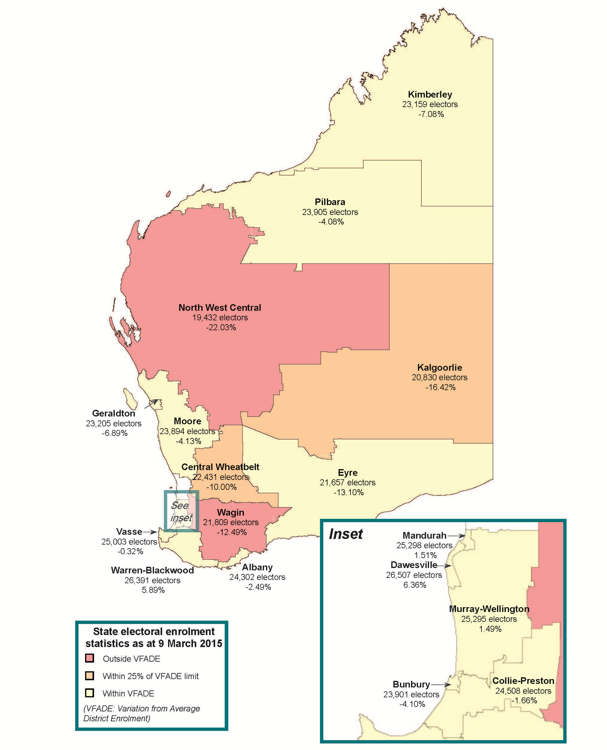 Variation from average district enrolment, country districts. Click for PDF version or see http://www.boundaries.wa.gov.au/electoral-boundaries/electoral-enrolment-statistics